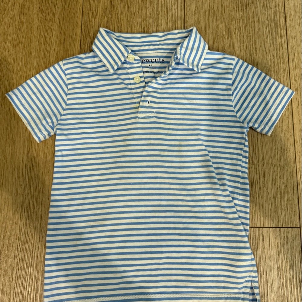 Crewcuts Blue and White Striped Polo Shirt